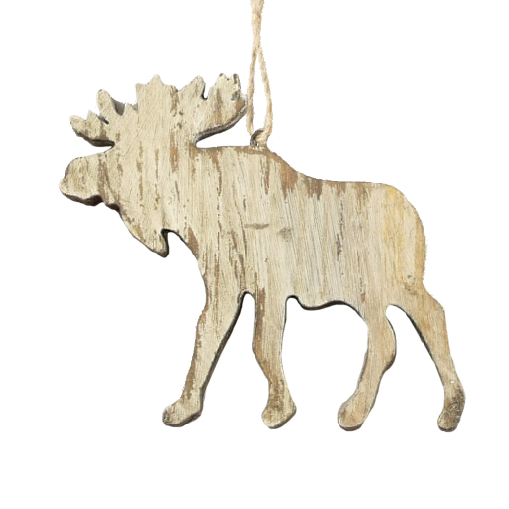 Washed Wood Moose Ornament 63284