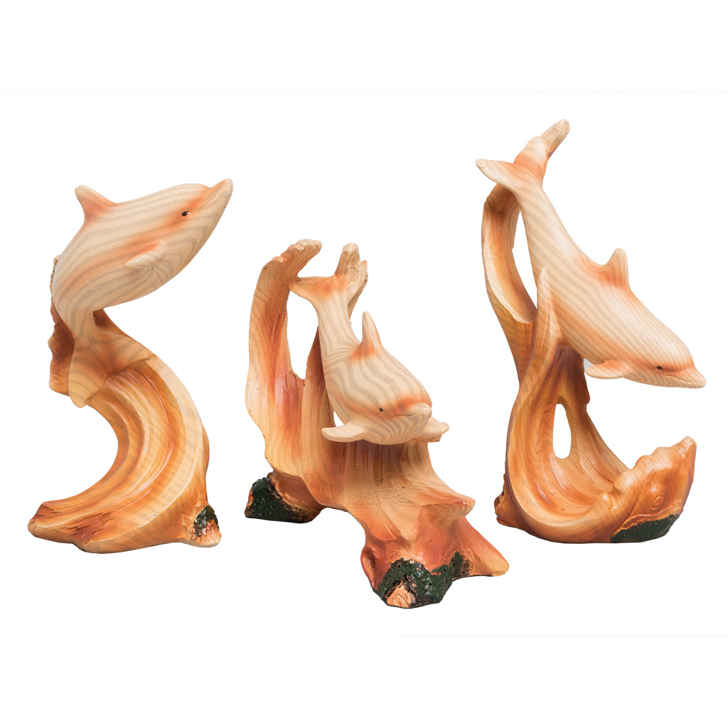 Carved-Wood-Look Dolphin Figurine 63379