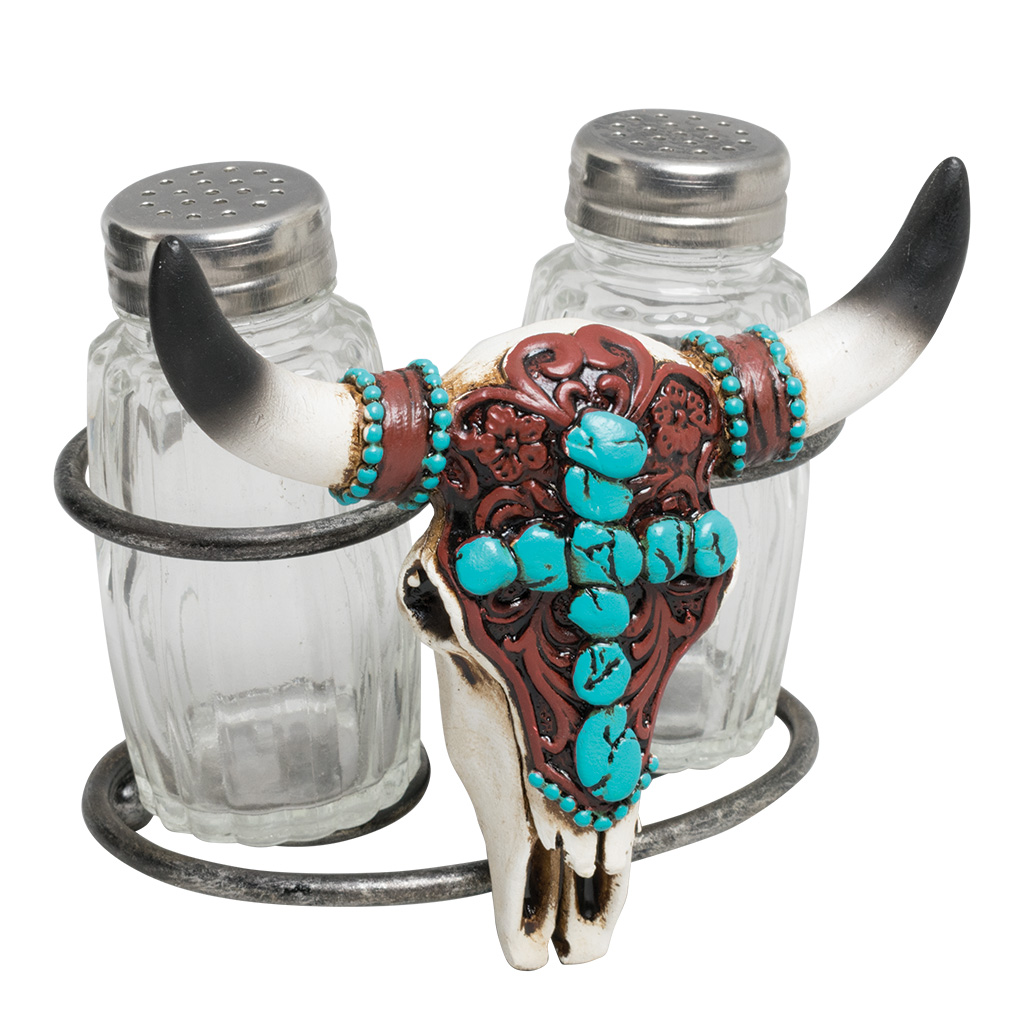 Decorated Steer Skull Salt & Pepper 63459