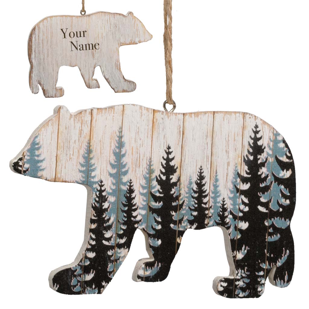 Wood Bear Distressed Ornament 63536