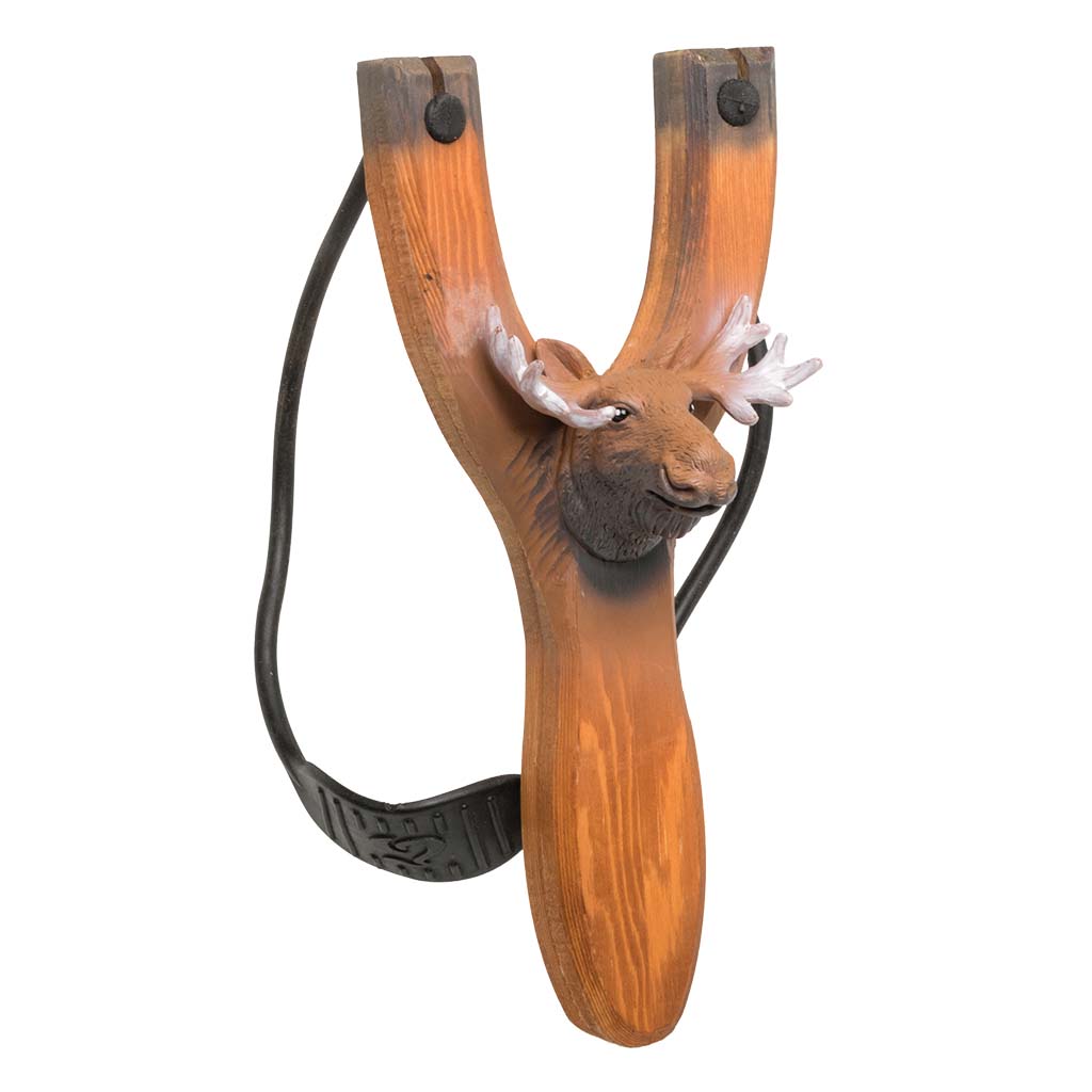 Carved Wood/PVC Moose Slingshot 63553