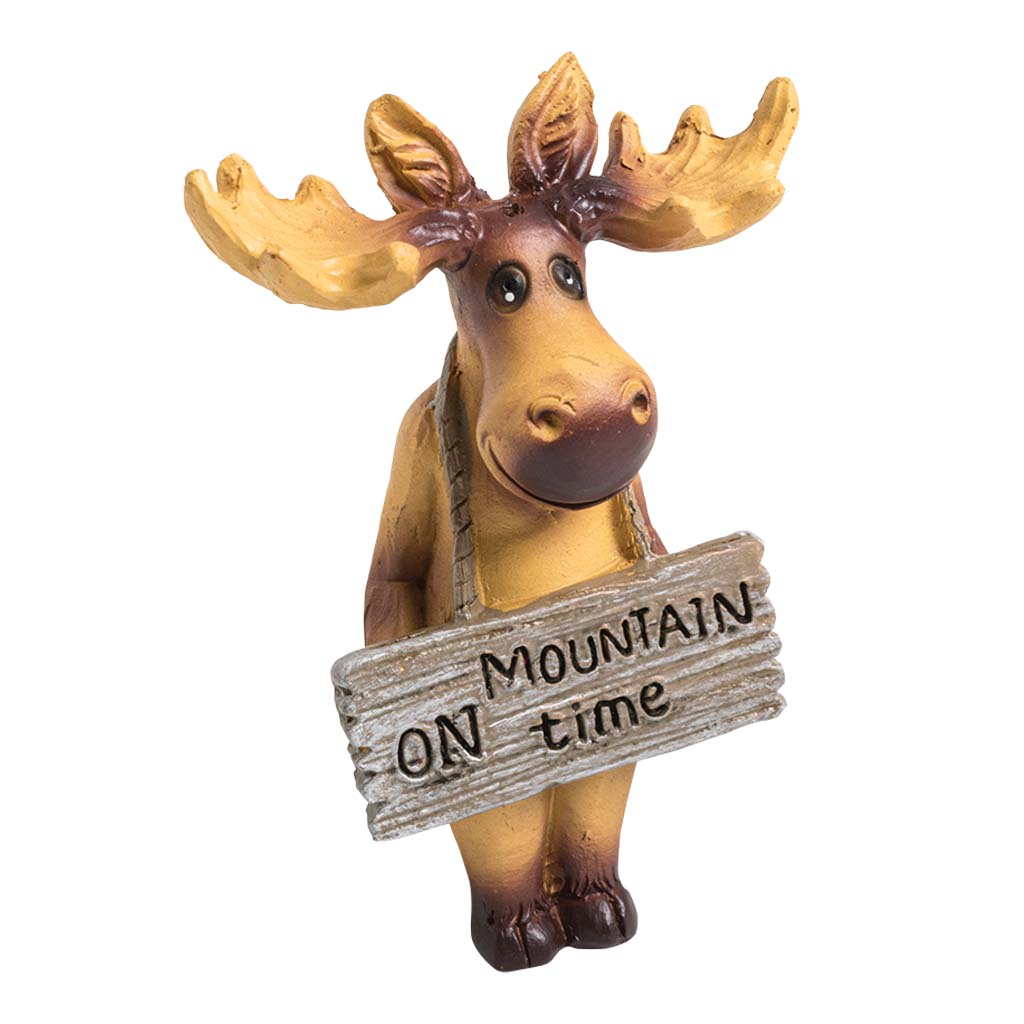 Moose On Mountain Time Sign Figurine 63572