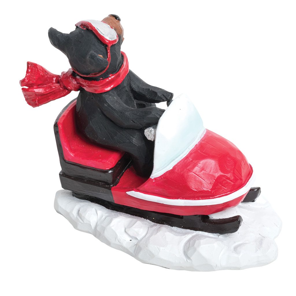 Carved Wood Look Snowmobile Bear Figurine 63671 View 2