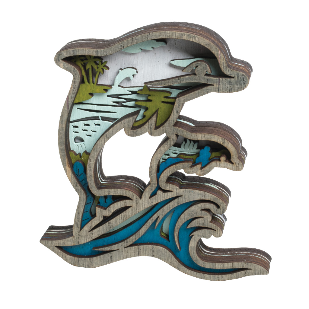Dolphin Layered Wood Figurine 63691