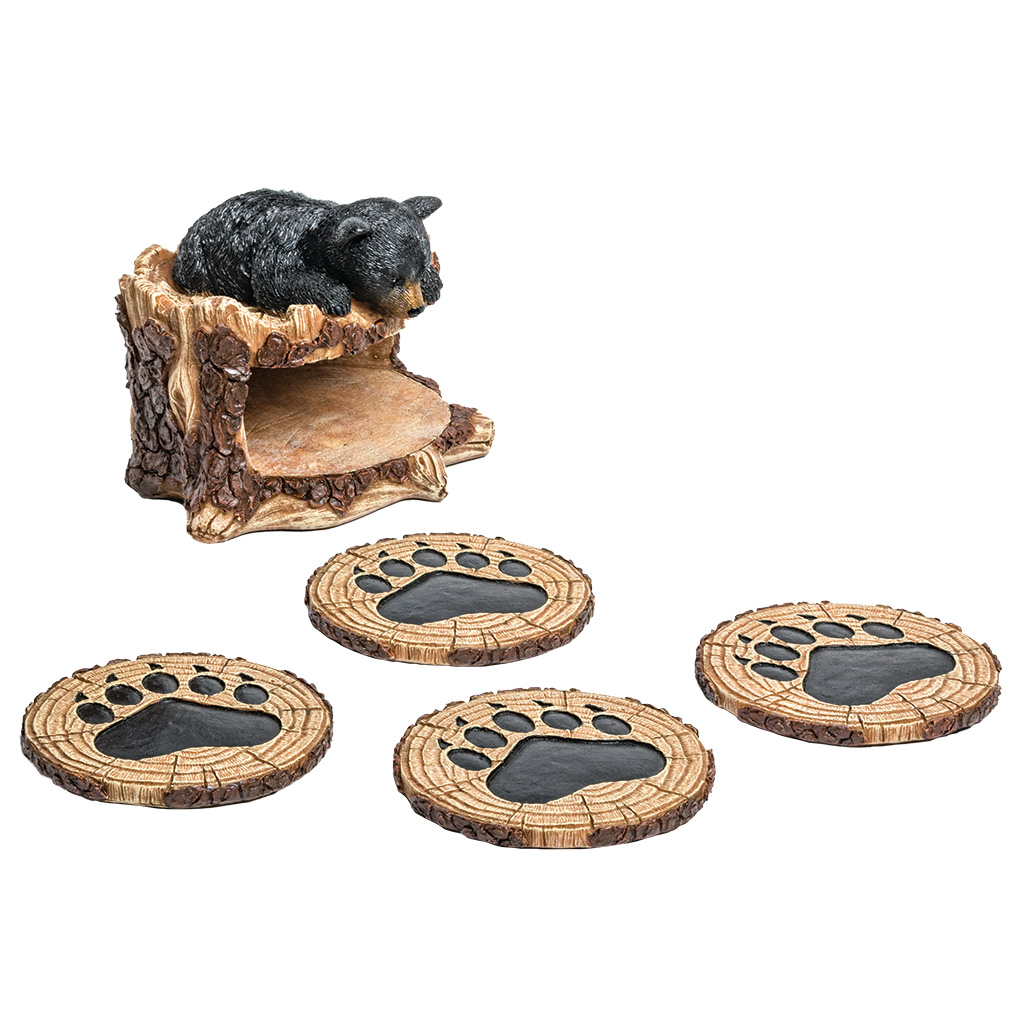 Bear With Paw Track Coaster Set