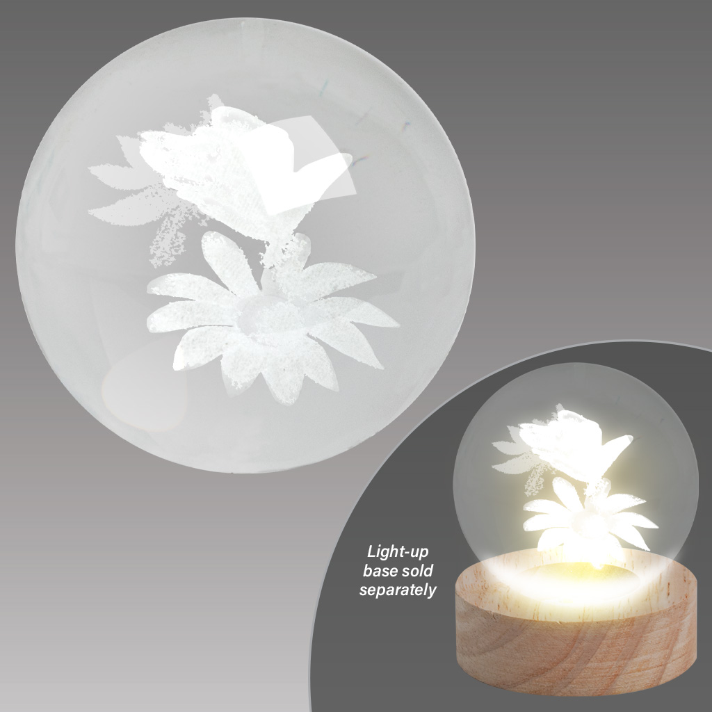 Glass Ball Figurine Flower W/Butterfly 63752
